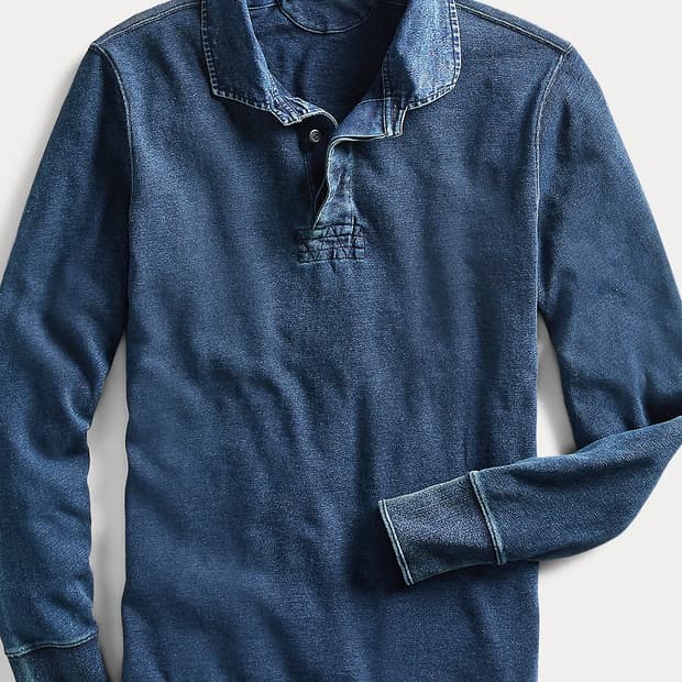 RRL 인디고 코튼 저지 럭비셔츠