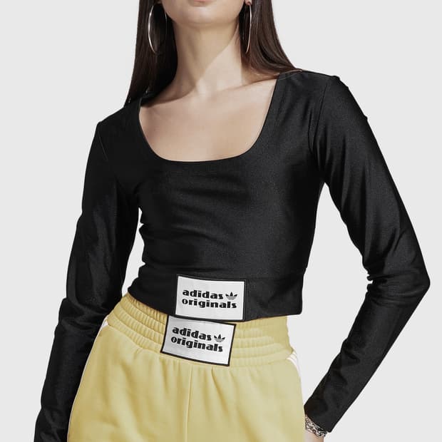 아디다스 오리지널스 LONG SLEEVE CROP TOP BLACK