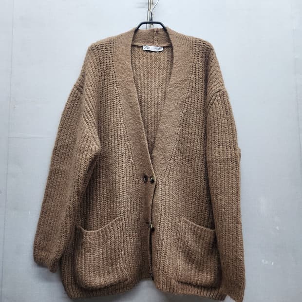 자라 ZARA 브라운 오버핏 니트 가디건 M(2XL)