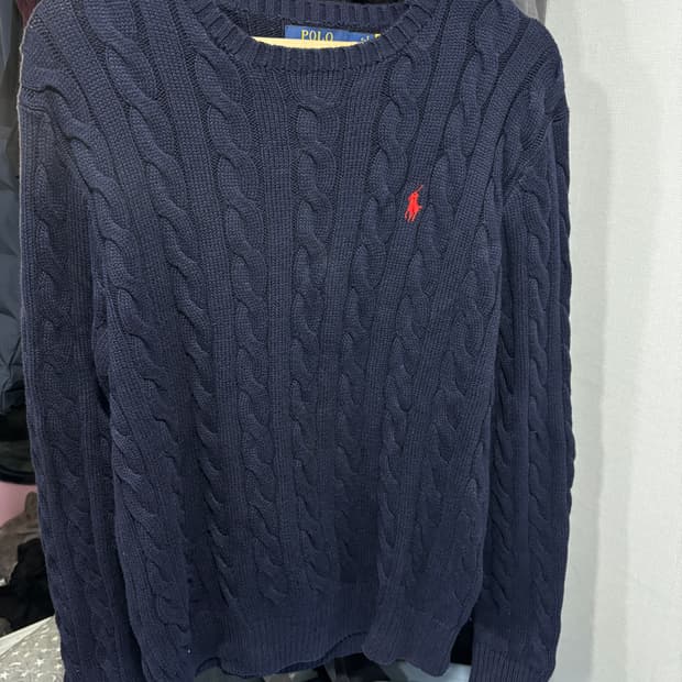 [M] 폴로 꽈배기 니트 네이비