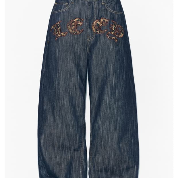 Yeel LEOPARD APPLIQUE WIDE PANTS BLUE