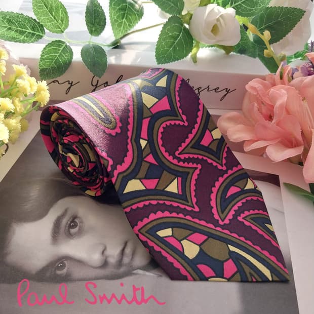 폴 스미스 실크 레드 믹스 패턴 넥타이 9cm A+등급 K1369
