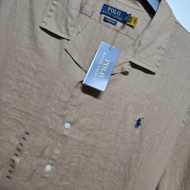 폴로 랄프로렌 남성 빅사이즈 큐알정품  린넨 반팔셔츠(새상품)