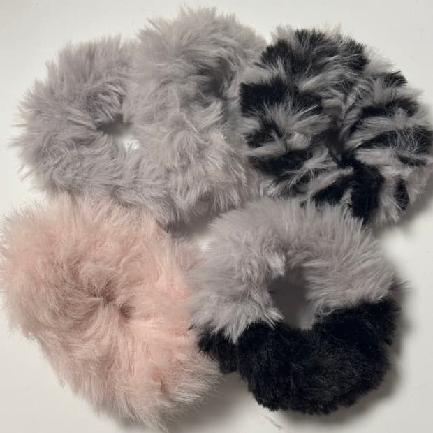 퍼 밍크 퍼 털실 곱창 밴드 세트