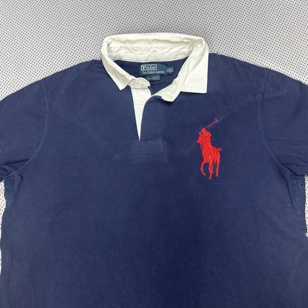 폴로 랄프로렌 빅포니 배색 카라티 네이비 레드