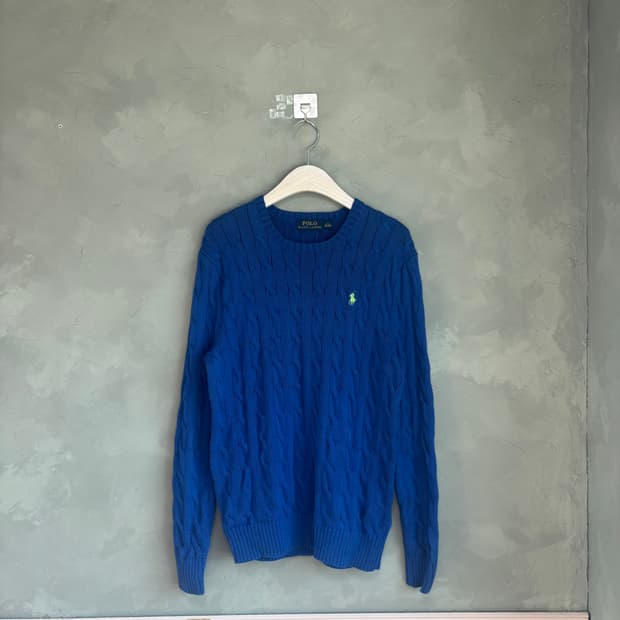 폴로 랄프로렌 꽈배기 니트 블루