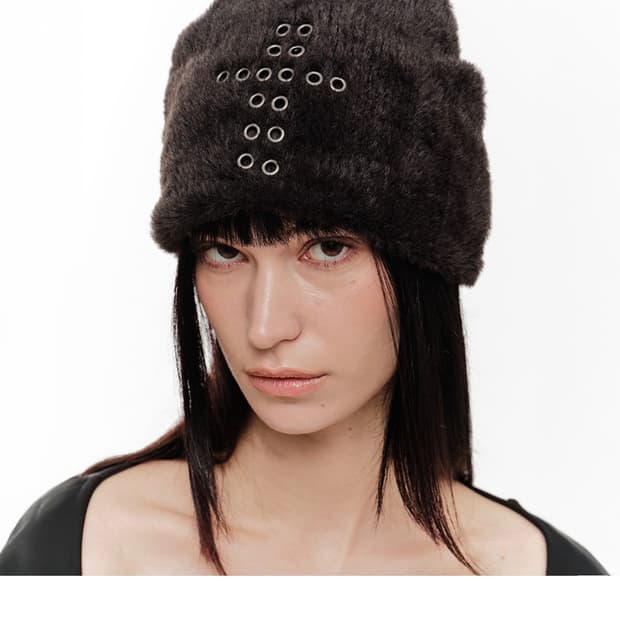 2000아카이브 허그 스터드 비니 블랙