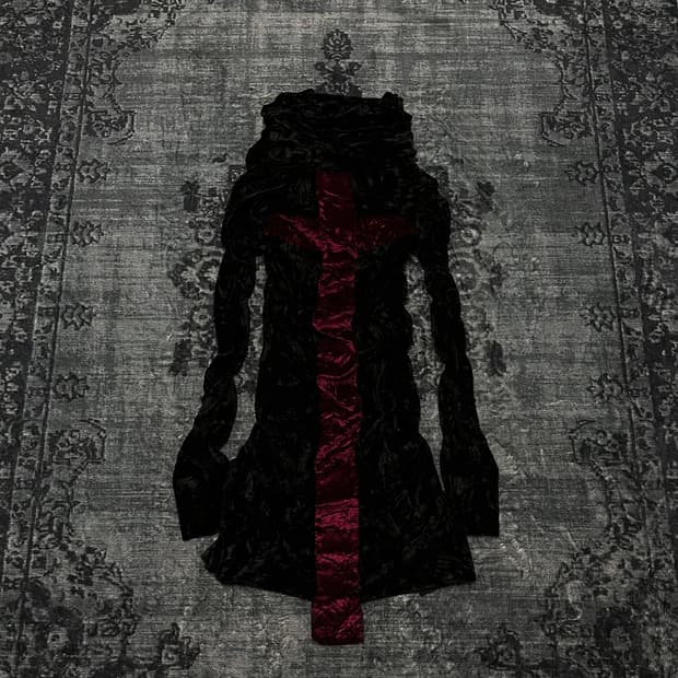 Midas 00s priest back cross velour cardi
