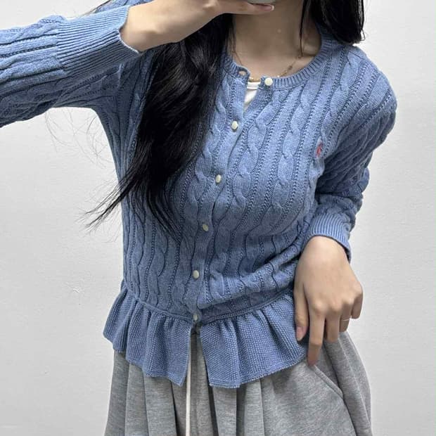 폴로 랄프로렌 걸즈 케이블 프릴 니트 가디건(L)