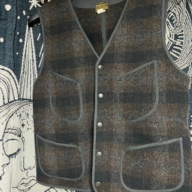 rrl 플래드 울 코튼 베스트 L사이즈