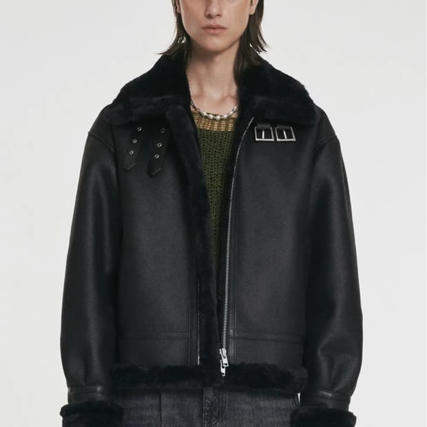 도프제이슨 하이넥 레더 무톤 자켓 NOIR, 무스탕