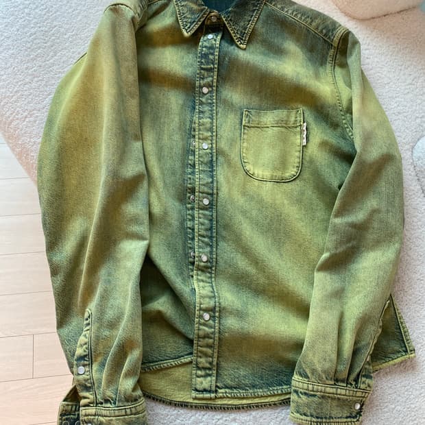 마르니 그린 워시드 데님 셔츠 105사이즈