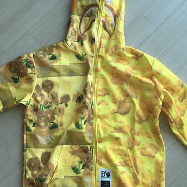 베이프 x 반 고흐 뮤지엄 샤크 풀 집 후드 옐로우