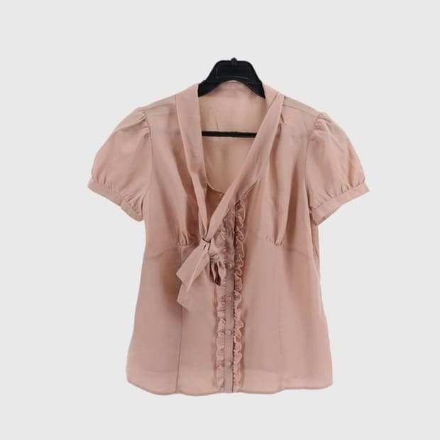 빈티지 모리 프릴 퍼프 반팔 블라우스