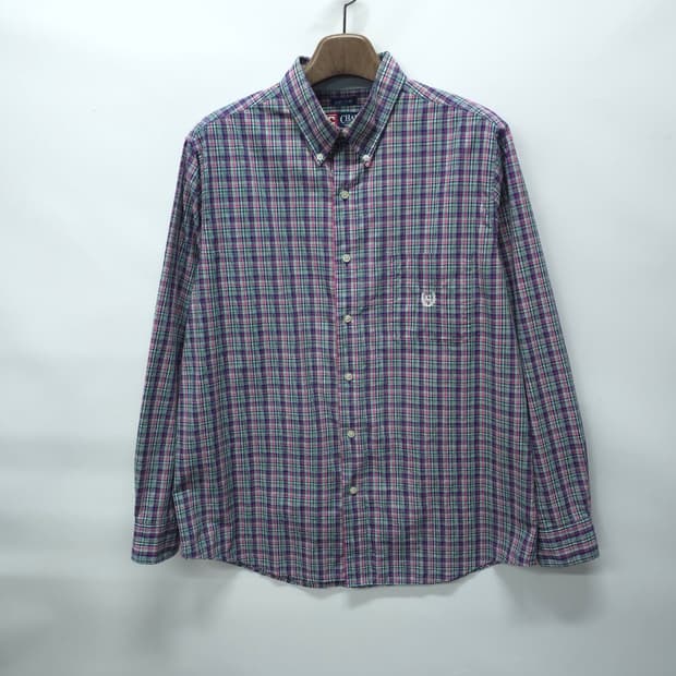 챕스 체크 패턴 버튼다운 빅셔츠(~110)