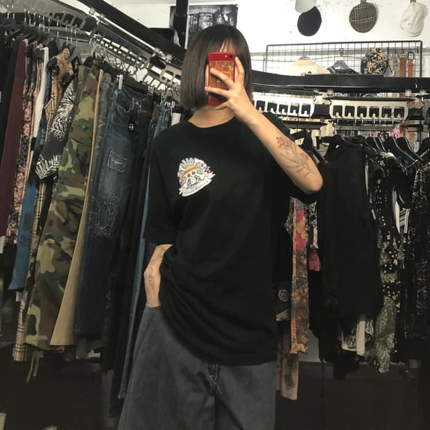 원피스 꽃 프린팅 블랙 반팔 