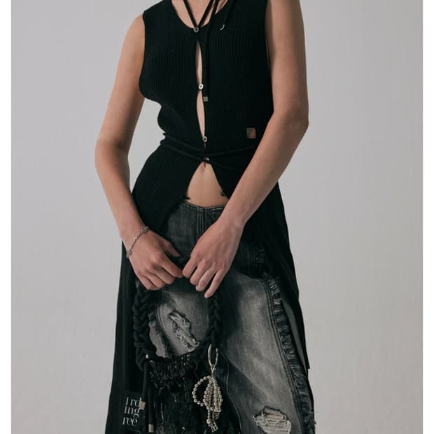 트리밍버드) 2-way Strap Sleeveless Knit BK F