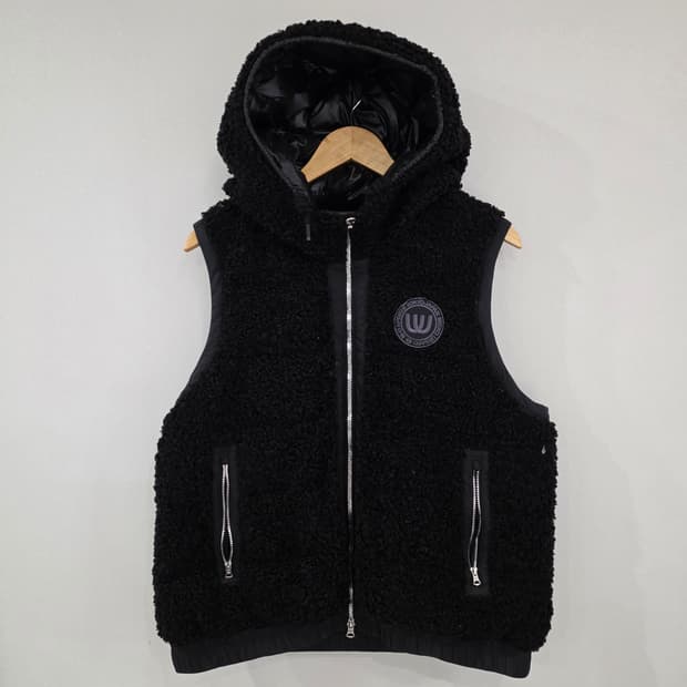 M.U SPORTS 뽀글이 후드 조끼 XL 블랙