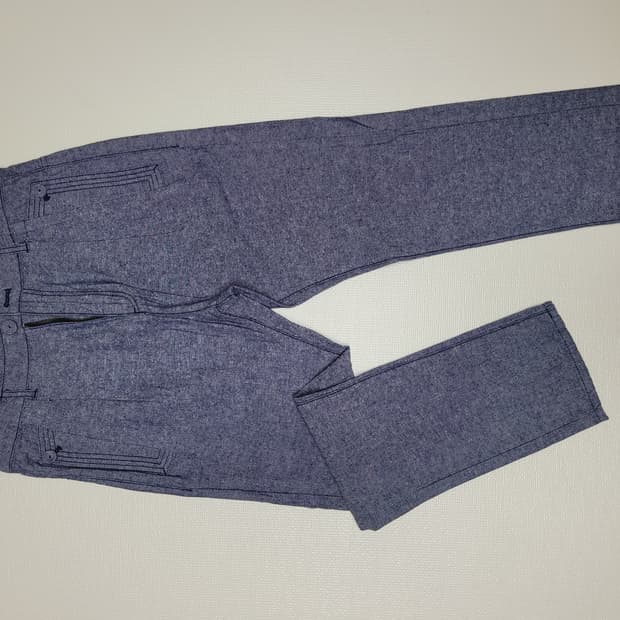 카이아크만 남자 샴브레이 슬랙스 32 네이비