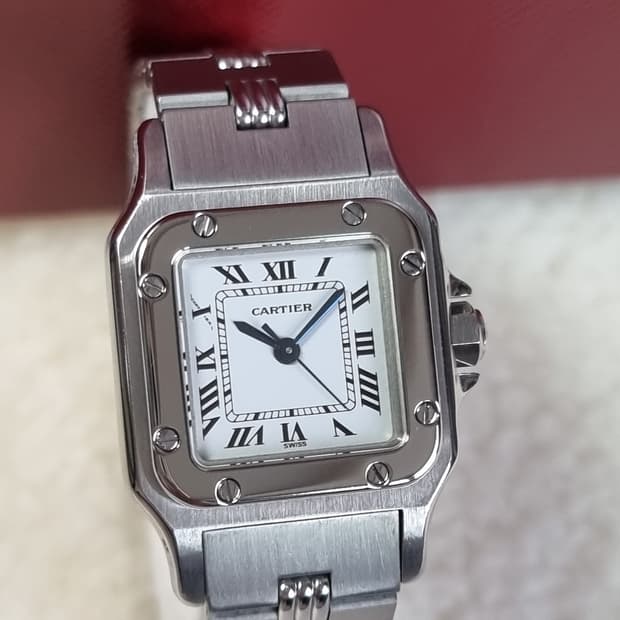 까르띠에 산토스 까레 스틸 스몰 S 오토메틱 여성시계