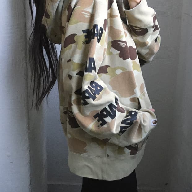 Bape 베이프 그라데이션 카모 로고 풀집 후디