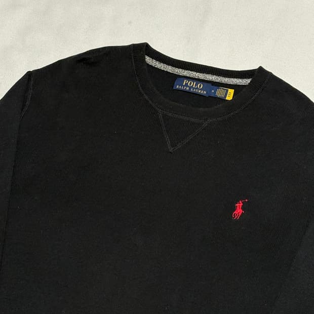 M 폴로랄프로렌 코튼 라운드넥 블랙 니트