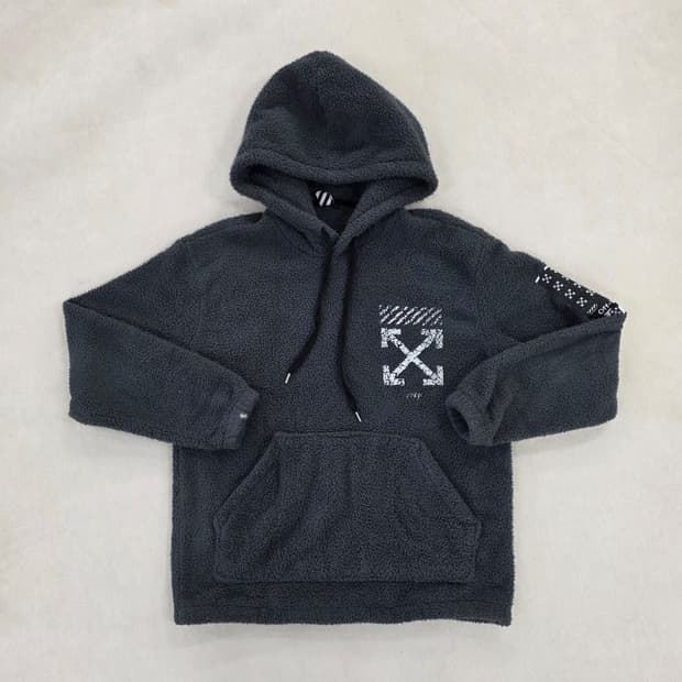 L 오프화이트 양털 덤블 후리스 후드티 0224J