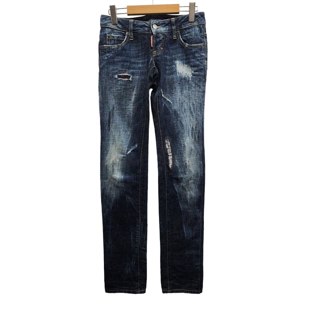 [36] Dsquared2 디스퀘어드 여성 슬림 워싱 데님 팬츠