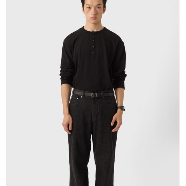 [유스] Straight Denim Pants_ Washed Black