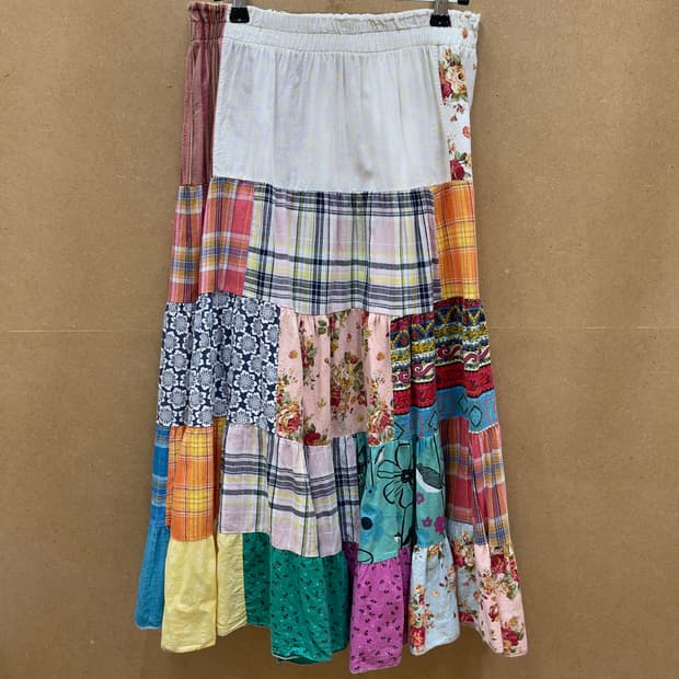 빈티지 패치워크 캉캉 롱스커트