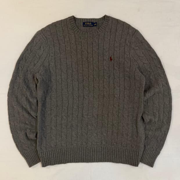 폴로 랄프로렌 꽈배기 케이블 니트 그레이
