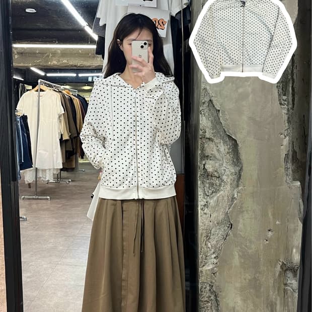 코데즈컴바인 도트 후드집업 화이트 85 #csz3972