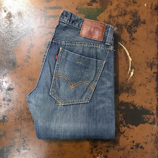 리바이스 514 다크 블루 워시드 데님 팬츠 허리 31 32 