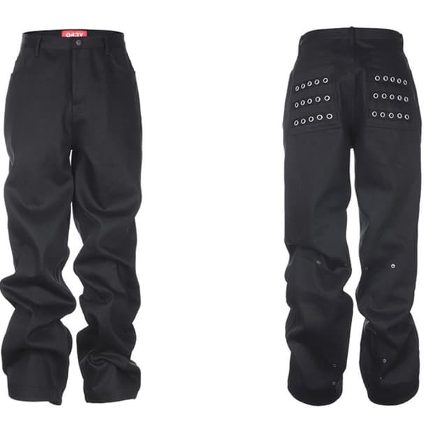 Eyelet Button Black Jeans