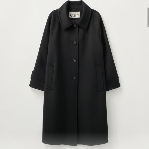 25FW 세터SATUR 에이라인 울 블렌드 싱글 코트 블랙
