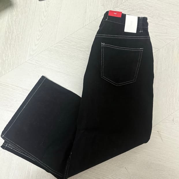 미사용)도매텍 OOTJ 스티치 롱스커트 블랙스커트 기모스커트