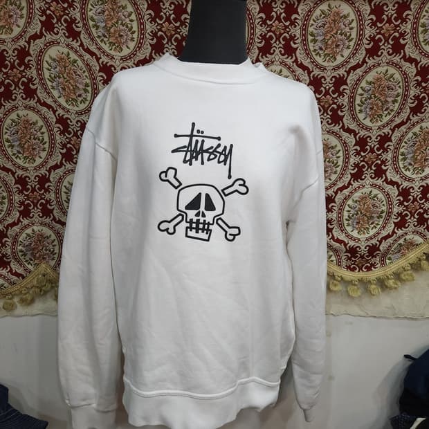 스투시 90s 빅스컬 화이트 기모 맨투맨 stussy