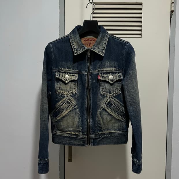 빈티지 워싱 데님 집업