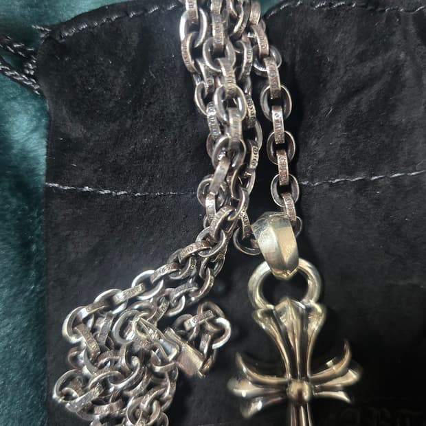 크롬하츠 새상품 페이퍼체인 20인치, 타이니 크로스 참