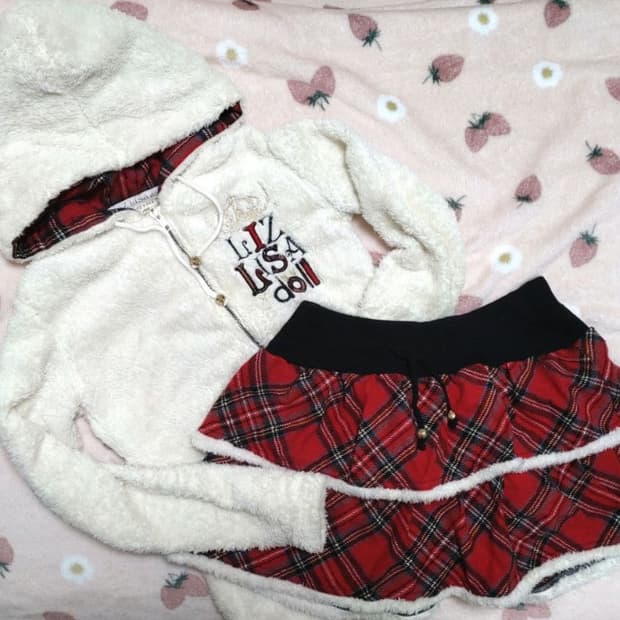 리즈리사 돌 lizlisa doll 후리스 집업 스커트 큐롯 세트 갸루