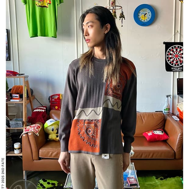 JPN Vintage 3D Embroidery Wool Knit