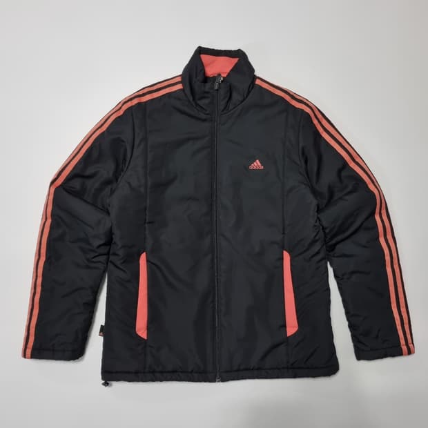 아디다스 핑크 스트라이프 패딩점퍼 