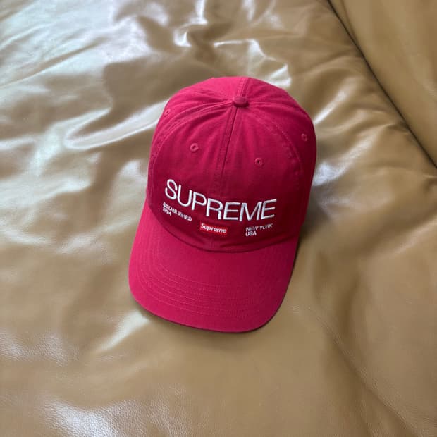 슈프림 6패널 볼캡 모자 Est1994 레드