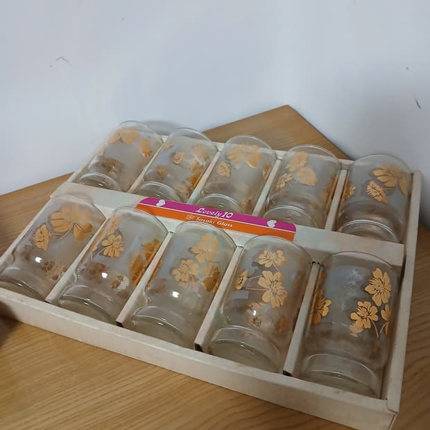 80년대 일본 빈티지 사사키 (lovely10)글라스 컵 10P셋트