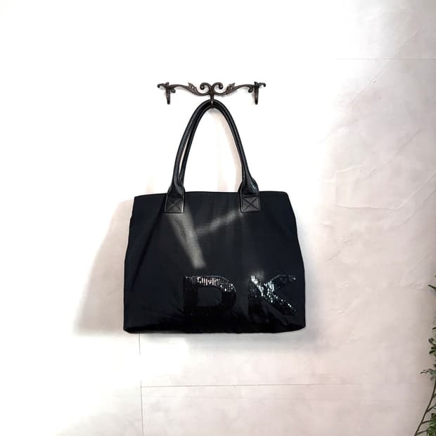DKNY black spangled logo big tote bag