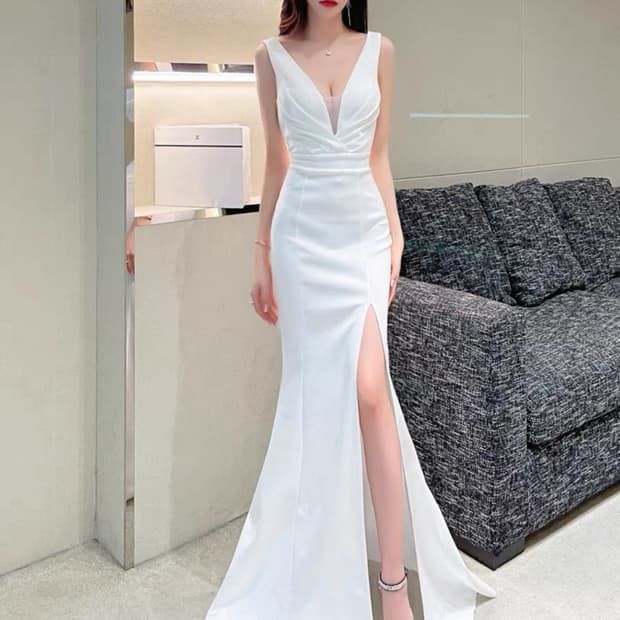 새상품 머메이드 롱 드레스 블랙