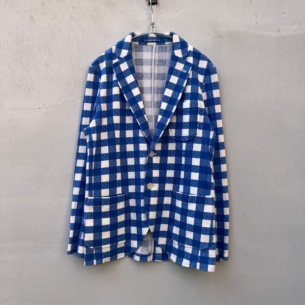 Vintage (maede in japan) 체크패턴 코튼 블레이저