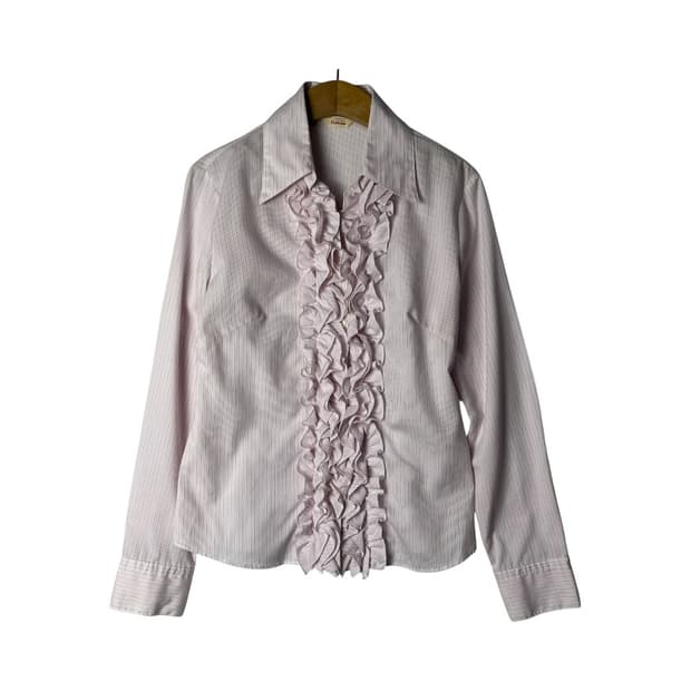 [JPN] 빈티지 스트라이프 프릴 블라우스