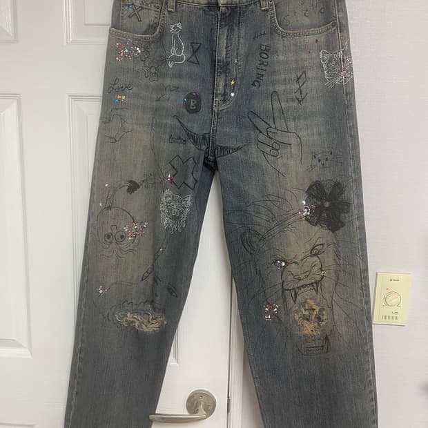 [S] 새상품 발렌시아가 라인스톤 데님