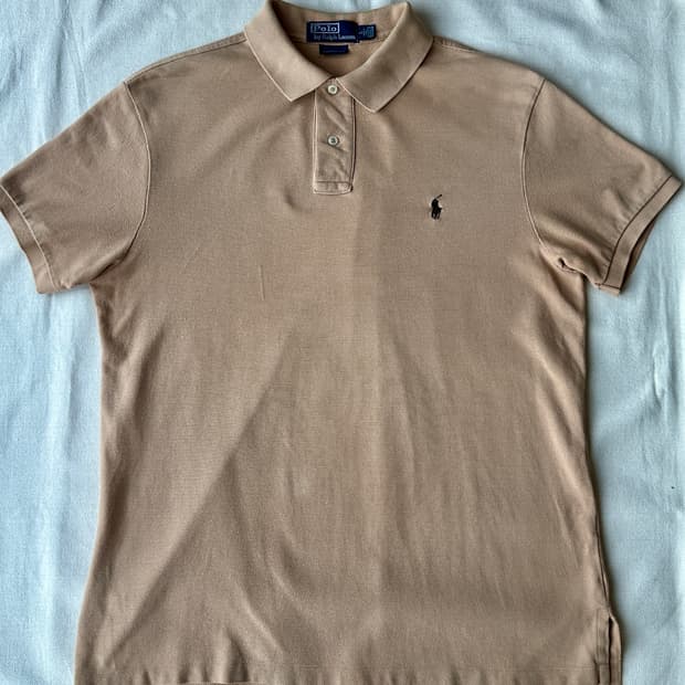 폴로 랄프로렌 반팔 피케 카라티 베이지 커스텀핏 L